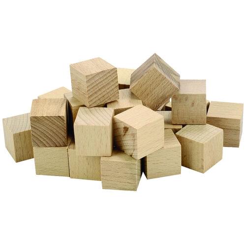 Unfinished Wood Blocks Cubes, Natural, Set of 48