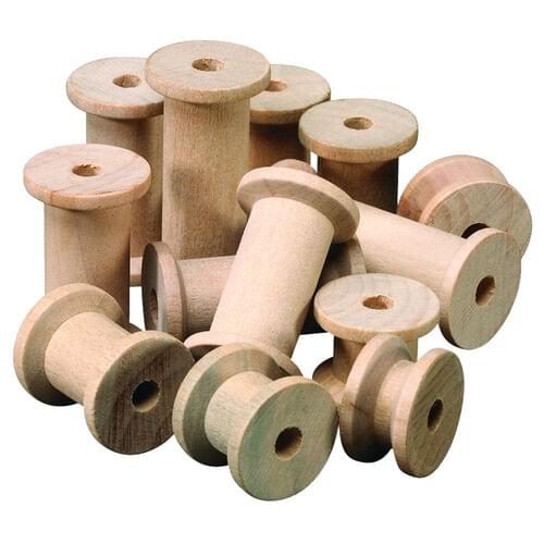 NATURAL WOODEN SPOOLS, 72 PACK - Wooden Craft Supplies - HYX9570