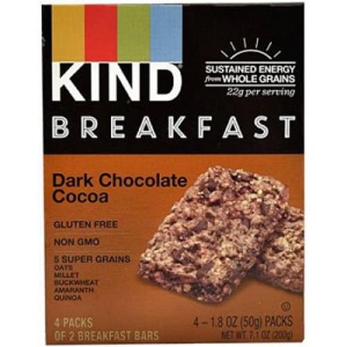 KIND BREAKFAST BAR - DARK CHOCOLATE 4 PACKS OF 2 BREAKFAST BARS