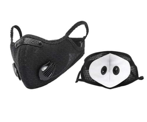 BRIGHT SAFE CARE X2 DOUBLE VALVE SPORTS MASK - BLACK