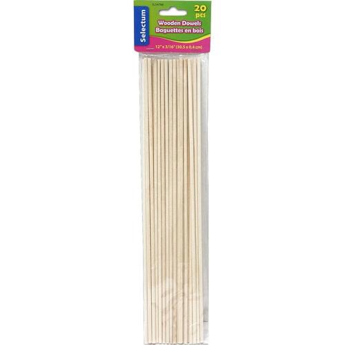 NATURAL WOODEN DOWEL RODS, 20 PACK - Wooden Craft Supplies - SLHSL54766