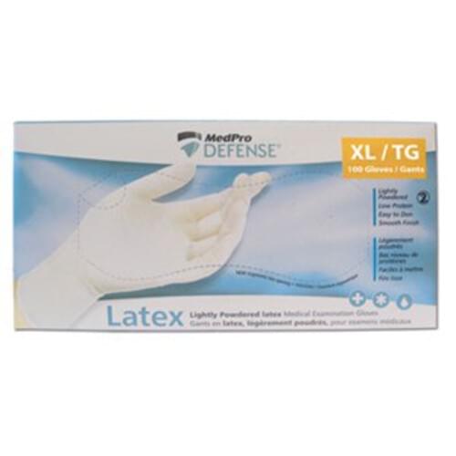 MedPro Defense Latex Gloves Lightly Powdered Large 100/box