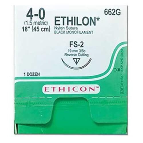 Ethicon Nylon Sutures 4-0 FS-2 19 mm Needle 18" 12/box