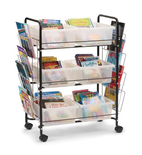 Value Book Cart with Clear Tubs