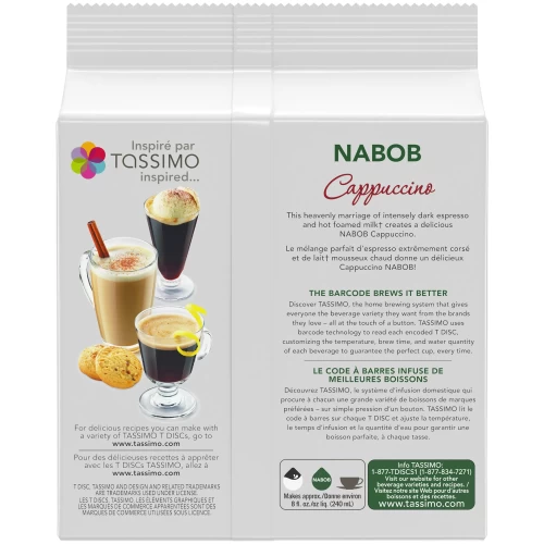 Nabob Tassimo Cappuccino Coffee T-Discs - 8 / Pack - Single Serve Pods - NBBI01078