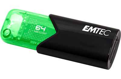 EMTEC Click Easy 3.2 USB Flash Drives - 64 GB - USB 3.2 (Gen 2) - 20 MB/s Read Speed - 10 MB/s Write Speed - Green - 1 Each