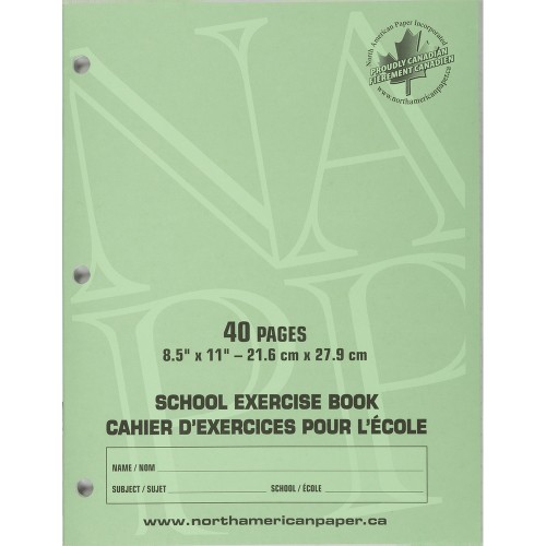 Exercise Book, 8.5" X 11", 40 Pages, No Ruling