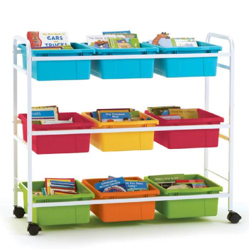 Copernicus Leveled Reading Book Browser 9 - Vibrant Tub Combo Includes 9 Large Open Tubs  - 90 lb (40.82 kg) Load Capacity - 4 Casters - 2" (50.80 mm) Caster Size - 40.5" (1028.70 mm) Width x 15.7" (400.05 mm) Depth x 36.5" (927.10 mm) Height - 1 Each