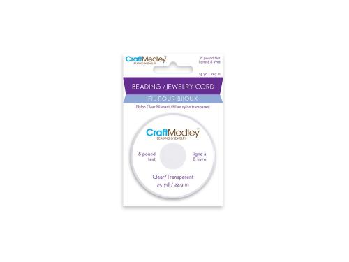 Beading - Jewelry Cord 8lb Nylon Clear Filament 25yds - Plastic Lacing - HWABD938