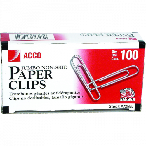 ACCO® Paper Clips #4, 2" Corrugated 100/box