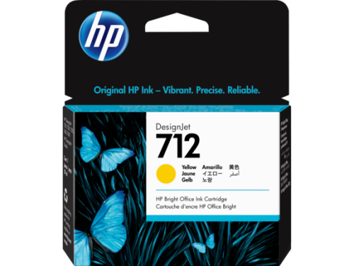 HP 712 29ml Yellow DesignJet Ink Cartridge, 3ED69A