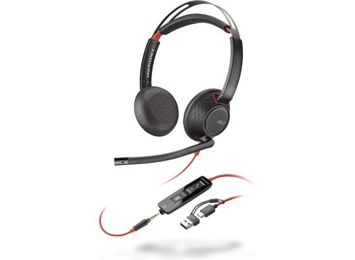 Poly Blackwire 5220 Stereo USB-C Headset +3.5mm Plug +USB-C/A Adapter