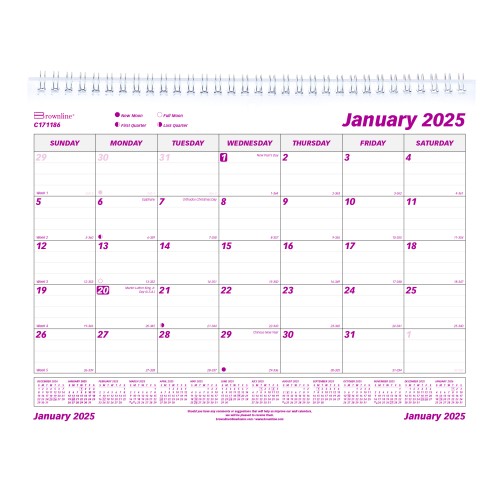 Brownline Wall Calendar - Julian Dates - Monthly - 1 Year - January 2025 - December 2025