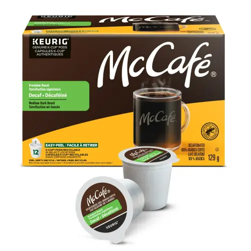 McCafé Premium Roast Decaffeinated Coffee K-Cups - Medium Dark Roast - 12 / Box