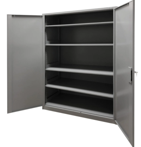 Storage Cabinet, Steel, 4 Shelves, 78" H x 48" W x 24" D, Grey - Storage Cabinets - scn-fn427