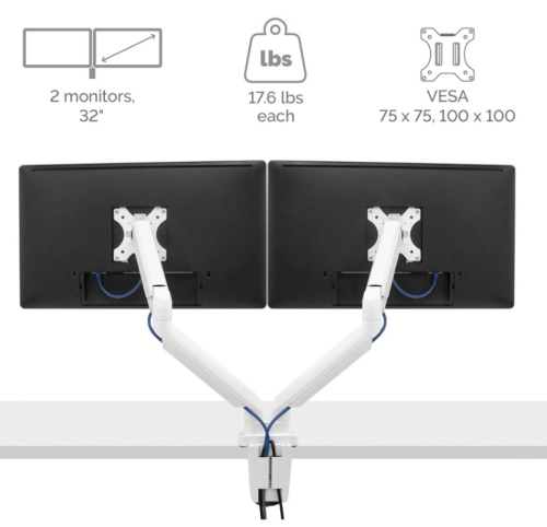 Fellowes Platinum Series Dual Monitor Arm - White (8056301) - Monitor Arms - FEL8056301