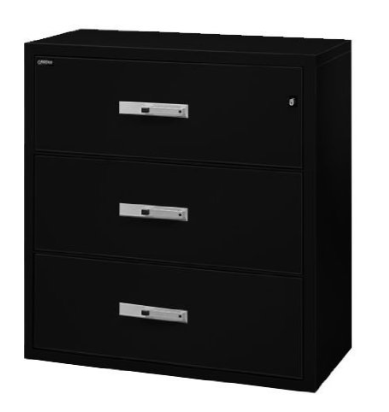 Fire Resistant Filing Cabinets, Steel, 3 Drawers, 38-3/4" W x 23-1/2" D x 42" H, Black - Insulated File Cabinets - GAR-GL403 BLK