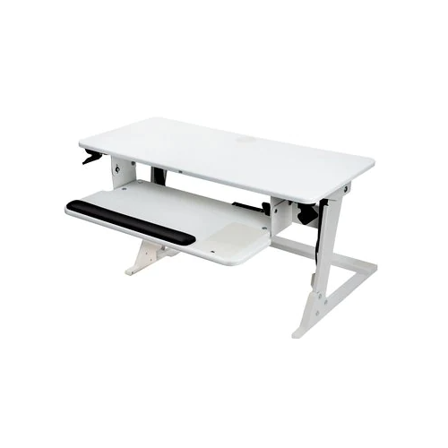 3M Sir/Stand Desk White - Up to 24" Screen Support - 15.88 kg Load Capacity - 23.20" (589.28 mm) Height x 35.40" (899.16 mm) Width x 6.20" (157.48 mm) Depth - Desktop - White