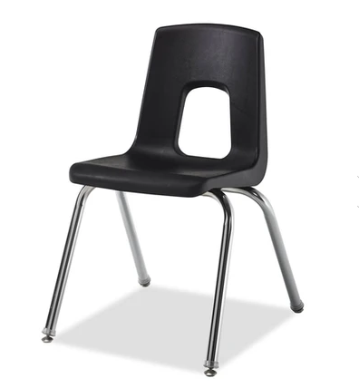 Classic 4-Leg Chair - Black Poly Seat - Black Poly Back - Chrome Legs - Folding/Stacking Chairs & Carts - ALUMC4LEG18-CHBLK