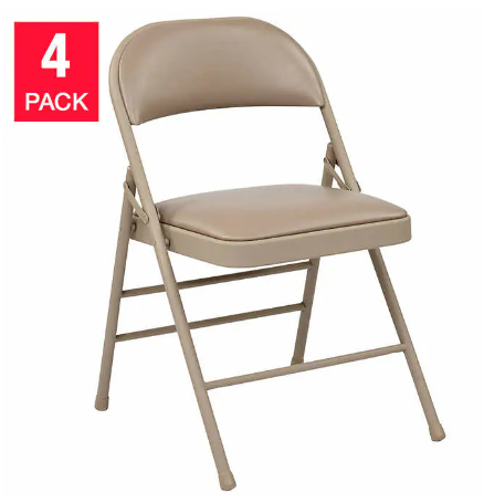 Metal Folding Chair Padded Seat & Back 4 Pack
