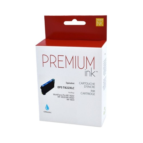 Premium Ink Compatible Epson DURABrite Ultra T822XL High-capacity Ink Cartridge, Cyan