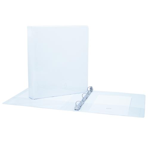 Geocan 1" Presentation Binder - White - 1" Binder Capacity -  D-Ring Fastener(s) - 2 Internal Pocket(s) -1 Each