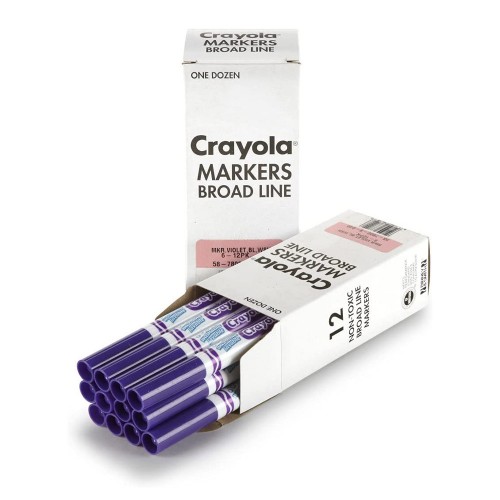 Crayola Ultra-Clean Marker - Wide Marker Point - Purple - 12 / Pack