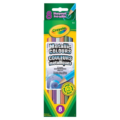 Crayola metallic coloured pencils, 8 pack