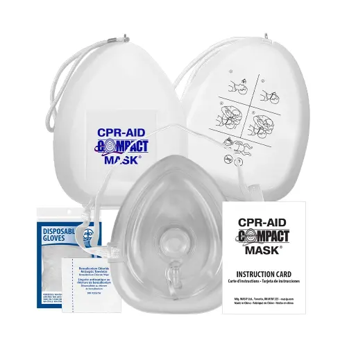 WASIP - CPR Compact Mask w/ O2 Inlet, Case, Gloves & Wipes