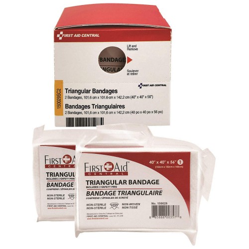 First Aid Central Triangular Bandage, 40" x 40" x 56" , 2 per Box, SmartCompliance Refil - 2/Box - White - Triangular Bandage - FXX150029SC2