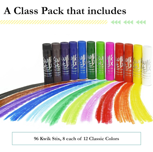 Kwik Stix Washable Solid Tempera Paint - Classpack Set of 96 Colours - Tempera Washable Paint - TPG00696