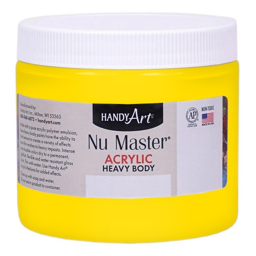 Handy Art Nu Master Heavy Body Acrylic Paint - Primary Yellow - 16 oz - Acrylic Paint - HAN701110