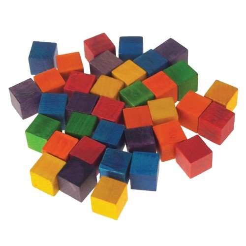 Coloured Wooden Craft Blocks, 36 Pack - Wooden Craft Supplies - HWACW301