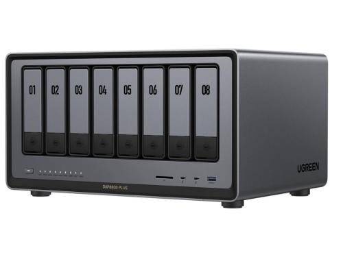 UGREEN NAS DXP8800 Plus 8-Bay Desktop NAS, Intel i5 1235u 10-Core CPU, 8GB DDR5 RAM (Diskless), 2x 10GbE, 2xThunderbolt 4 Ports, High-Speed USB Ports (Front Panel): 2x Thunderbolt 4 (40Gb/s), High-Speed USB Ports: 2x USB-A, USB 2.0:2 USB-A (480Mb/s), HDMI