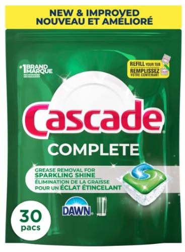 Cascade Complete Dishwasher Pods, Dishwasher Detergent, Dish Detergent Soap, Fresh - 30/PK