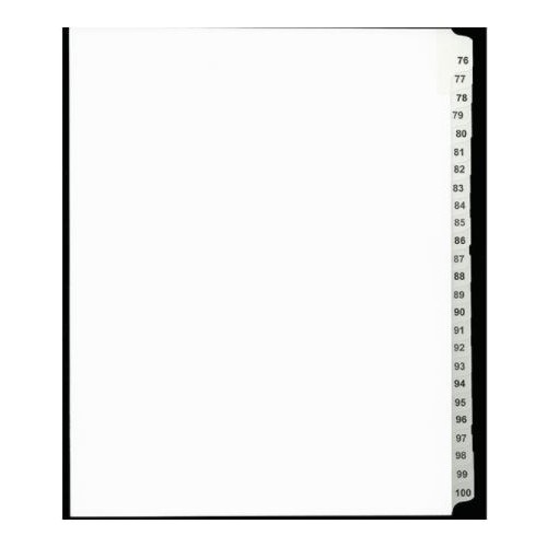 LEGAL INDEX,LETTER SIZE,WHITE COLLATED SETS 25/PK,  76-100