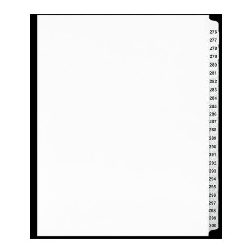 LEGAL INDEX,LETTER SIZE,WHITE COLLATED SETS 25/PK, 276-300