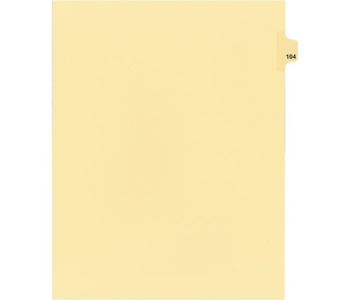 Legal Numeric Index Dividers - #104 - Letter Size 11" - Buff - 25 / Pack