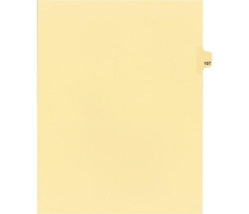 Legal Numeric Index Dividers - #107 - Letter Size 11" - Buff - 25 / Pack - Legal Index Dividers - INDSN11-107