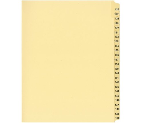 LEGAL INDEX,LETTER SIZE,BUFF COLLATED SETS 25/PK, #126-150 - Legal Index Dividers - INDCN11-150