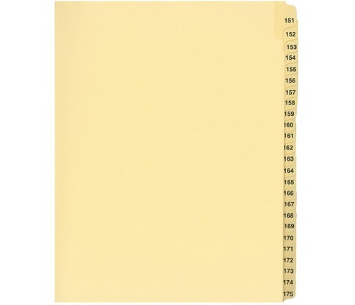 LEGAL INDEX,LETTER SIZE,BUFF COLLATED SETS 25/PK, #151-175 - Legal Index Dividers - INDCN11-175