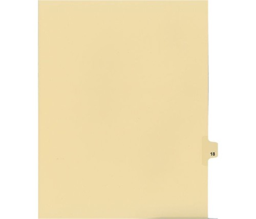 Legal Numeric Index Dividers - #18 - Letter Size 11" - Buff - 25 / Pack