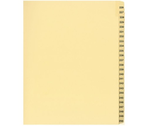 LEGAL INDEX,LETTER SIZE,BUFF COLLATED SETS 25/PK, #226-250 - Filing Supplies - INDCN11-250