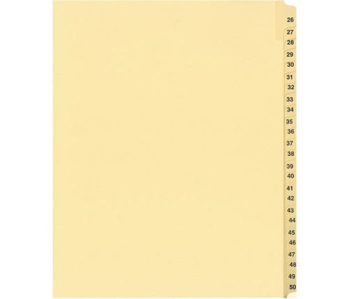 LEGAL INDEX,LETTER SIZE,BUFF COLLATED SETS 25/PK, 26-50