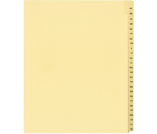 LEGAL INDEX,LETTER SIZE ,BUFF COLLATED SETS 25/PK, AA-ZZ - Legal Index Dividers - INDCA11AAZZ