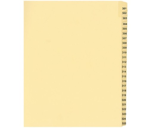 LEGAL INDEX,LETTER SIZE,BUFF COLLATED SETS 25/PK, #301-325