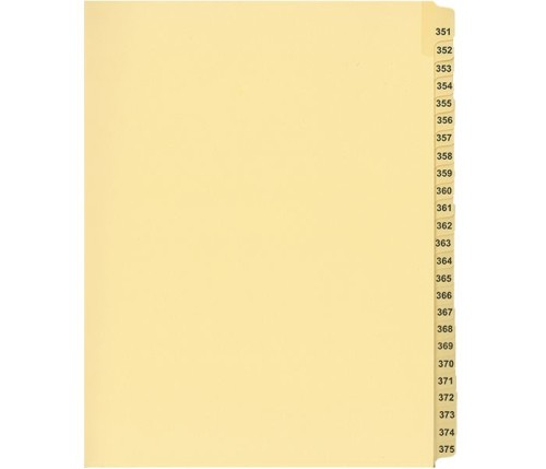 LEGAL INDEX,LETTER SIZE,BUFF COLLATED SETS 25/PK, #351-375