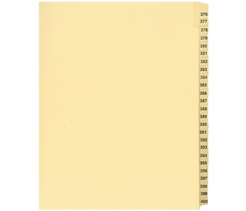 LEGAL INDEX,LETTER SIZE,BUFF COLLATED SETS 25/PK, #376-400 - Legal Index Dividers - INDCN11-400