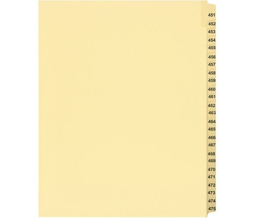 LEGAL INDEX,LETTER SIZE,BUFF COLLATED SETS 25/PK, #451-475