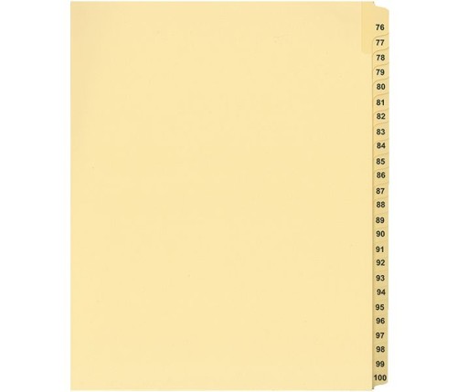 LEGAL INDEX,LETTER SIZE,BUFF COLLATED SETS 25/PK, 76-100
